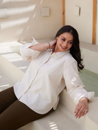 Image of SAADAA Airy Linen Shirt | Solid Regular Fit Casual Shirts Stylish for Women