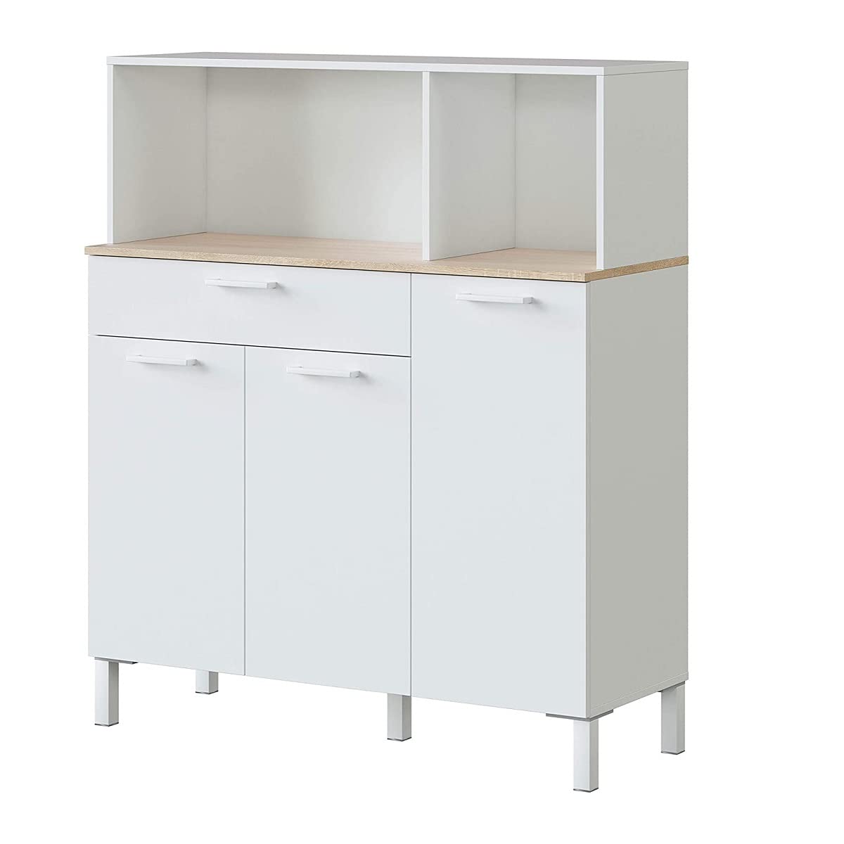 MarinelliGroup Mobile credenza cucina moderno BIANCO+ROVERE 3 ante cassetto 108 X 40 X 126 cm 0F9930A