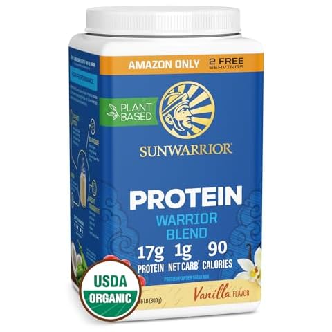 Sunwarrior Vegan Organic Protein Powder Plant-Based | BCAA Amino Acids Hemp Seed Soy Free Dairy Free Gluten Free Synthetic Free Non-GMO | Vanilla 32 Servings | Warrior Blend Cover