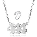 Collar con colgante de número de ángel, de acero inoxidable, con número de la suerte, gargantilla 111 444 999, números abiertos, juego de collares para mujeres y niñas, joyería numerología, regalo de