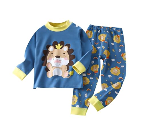 Image of Bold N Elegant Bright Cute Cartoon Print Little Boy Girl Kids Full Length Tshirt Pant Pajama Set for Baby Infants