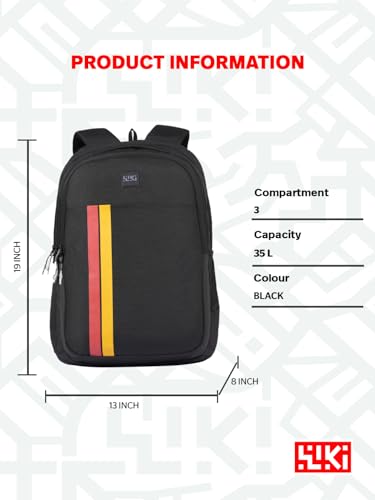 Image of Varsity Pro Solid Backpack, 35L, 3 Compartments + 1 Pocket, File Folder Section, Built-in Organizer, Spacious School, College & Office Bag