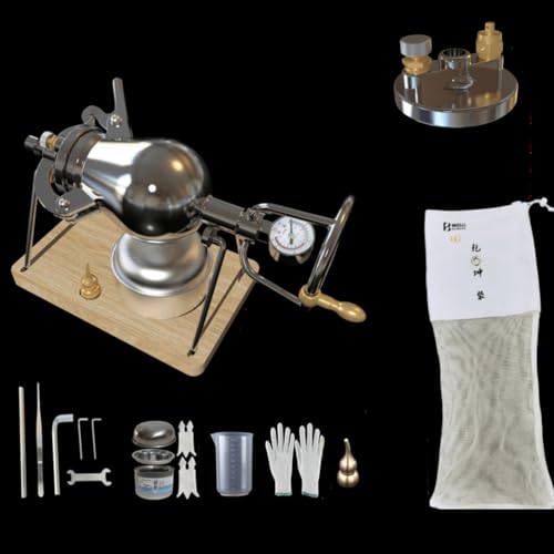 430ml,Macchina per Popcorn Cinese, Macchina per Popcorn in Acciaio Inossidabile 304, con Base in Legno, Macchina per Popcorn con valvola a Doppia Pressione, Popcorn ad Aria Calda per Feste