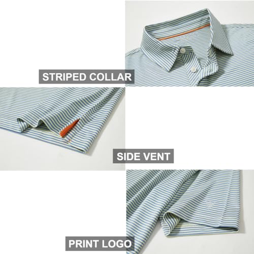 Mens Golf Shirts Moisture Wicking Dry Fit Short Sleeve Performance Sport Stripe Golf Polo Shirts for Men — view 4