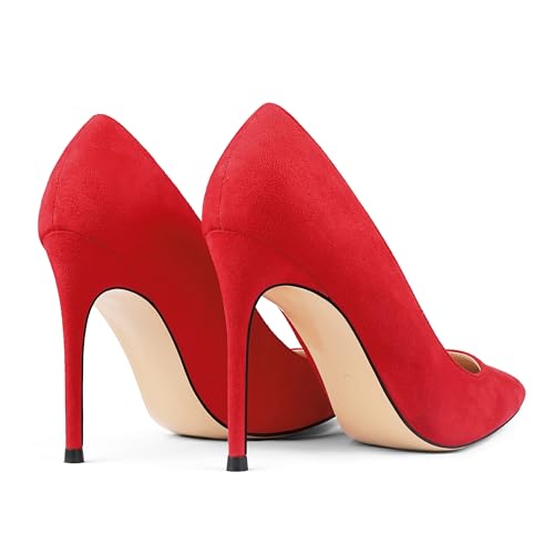 COLETER Women's 4 Inch Pumps Pointy Toe Wedding Dress Shoes Slip on Stiletto Pumps