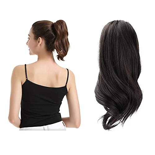 BARSDAR Clip in Klaue Haarverlängerung 25 cm Langer Klauen Pferdeschwanzverlängerung Clip in Claw Lockiger Synthetisches Haarteil für Frauen 2# Dunkelstes Braun Cover