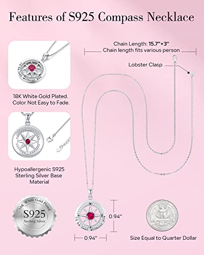 S925 Necklace Gift for Wife |Compass Jewelry |Women Anniversary |Sterling Silver |Girlfriend Birthday Gifts for Her Valentines |I'd be Lost without You |Jewel 18K Gold - Image 5