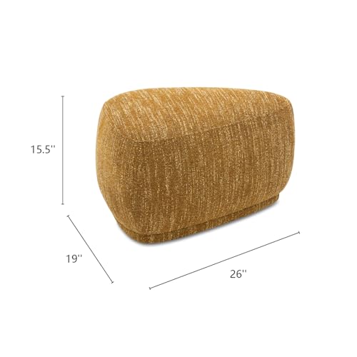 Jennifer Taylor Home Pebble 26\" Rounded Triangle Cocktail Ottoman, Mustard Yellow Tweed