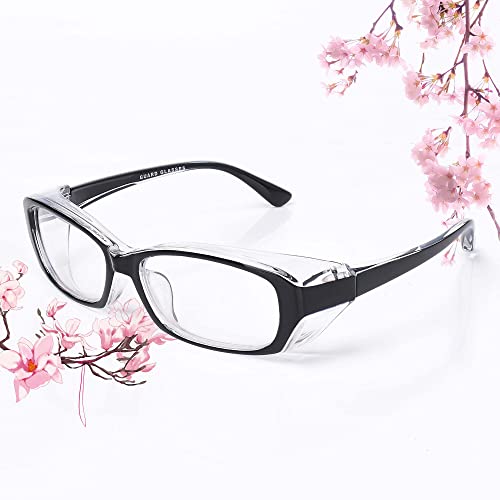 SooGree Safety Goggles Glasses Anti-pollen Dust Scratch Protective Eyewear Detachable Lens Myopia Frame (Black)