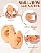 2 Pcs Soft Silicone Ear Model, Left and Right Flexible Fake Ear for Earrings Display, Realistic Ear Model for Piercing Practice, Acupuncture Teaching Tool (Medium Skin Tone)