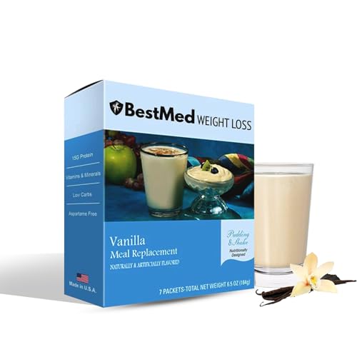 BestMed Weight Loss® | Vanilla | Protein Shake Mix, Gluten Free, KETO Friendly, 100 Calorie, Low Carb, Vitamin Fortified, Meal Replacement, Aspartame Free 7/Box