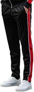 SCREENSHOT Mens Streetwear Premium Slim Fit Fashion Velour Track Pants - Athletic Workout Gym Jogger Bottoms with Side Taping