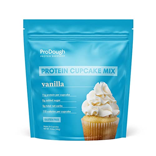 ProDough High Protein- Gluten Free Cupcake Mix Low Carb 13g of Protein per Cupcake No Added Sugars Keto Friendly Makes 12 Healthy Dessert (Vanilla)