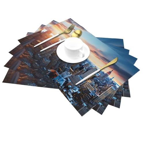 Sets de table pour table de salle à manger lavables en PVC résistants à la chaleur x6