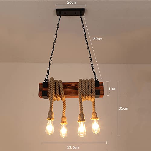 Lustre rustique pour cuisine sombre : solution éclairage bois et corde - 5