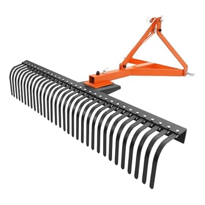 ALMULOO 60 in Landscape Rake, 3 Point Hitch Tow-Behind Rake with 360° Rotation, Category 1 Tractor Attachment for Farm, Garden, Brush Clearing, Arena Raking (2 Packages)