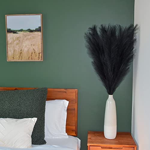 Aurora Prime Faux Pampas Grass 45Inhches/3.75Ft Large Pampas Grass Artificial,18 Branches Each Stem-Fluffy Faux Feathers,Fake Plants Flowers For Boho Decor Aesthtic Room Decor And Floor Vase (Black) #TOP4