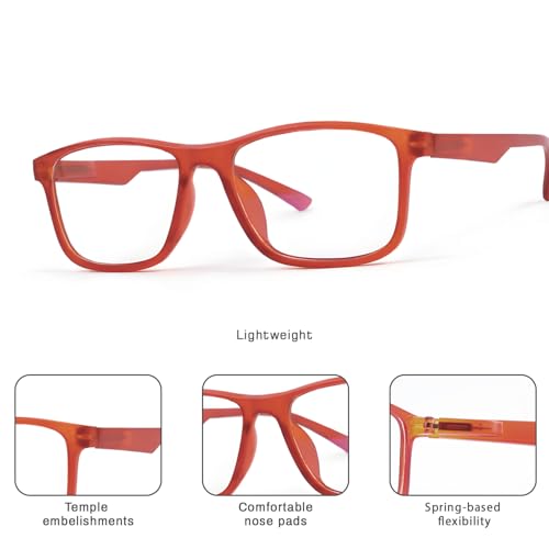 Image of UV Protection Glasses Blue Cut Blocking Harmful Rays Glasses for Men & Women Zero Power Computer Specs Eye Protection Lightweight Frame with Case & Cleaning Cloth