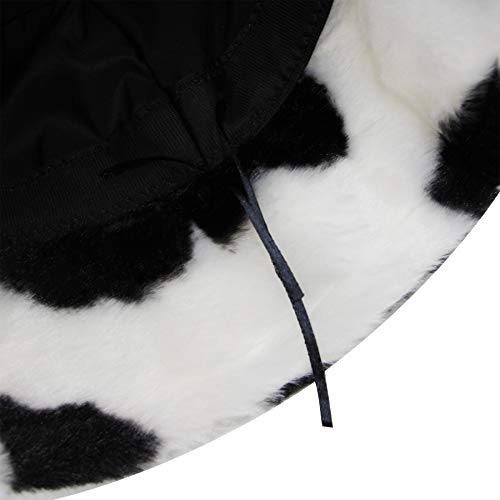 Jumisee Women Girls Cow Print Faux Fur Bucket Hat Fuzzy Warm Winter Hat Fisherman Cap (Black) #TOP4