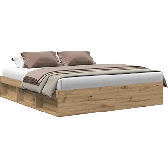 vidaXL Bed Frame without Mattress Artisan Oak 200 x 200 cm Wood Material