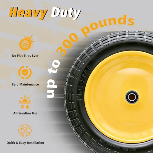 Nuphtun 4.80/4.00-8 Flat Free Tire and Wheel, 14.5" Solid Wheelbarrow Tire with 3"-7" Adjustable Centered Hub, 5/8" & 3/4" Bearings, Universal Replacement for Garden Cart, Hand Truck, Dolly (2 Pack) by Nuphtun - Image 7