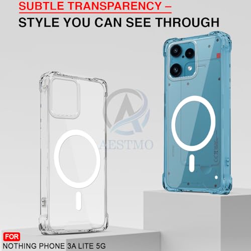 Image of AESTMO Clear Back Cover for Nothing Phone 3A Lite 5G | 360 Protection | Transparent Back Cover (PC + TPU, Compatible with MagSafe Accessories, Transparent Bumper)