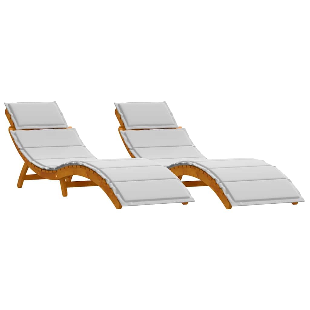 vidaXL Lettino Prendisole 2 PCS Grigio Chiaro Legno di Acacia Massello, Seduta da Giardino, Lettino Solare Moderno Rettangolare, reclinabile Elegante per terrazza e Relax all'aperto
