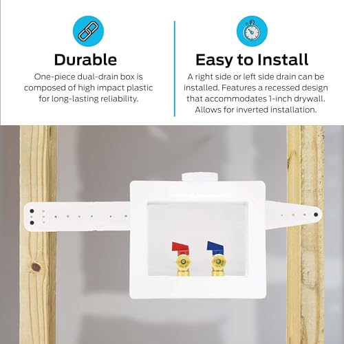 Image of Eastman 1 /2 Inch CPVC Connection x 3 /4 Inch MHT Washing Machine Outlet Box, Push to Connect Brass Plumbing Fittings, Double Drain, 60244