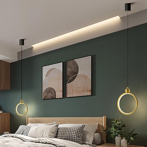 Lámpara colgante de 13W con anillo metálico dorado e iluminación LED 7