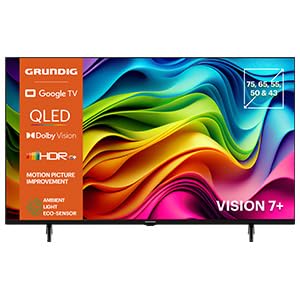 Grundig 50 GUB 7440 Q Fernseher 50 Zoll (126 cm) QLED TV, VPI 1.800, Google TV, 4K UHD, Dolby Vision, HDR10+, Motion Picture Improvement, Chromecast Built-in, Bluetooth, Smart TV, Schwarz