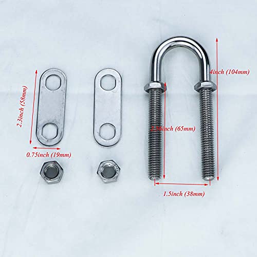 Coc-Lf 4 Inch Boat Stern Bow Eye Tie Down U Bolt 3/8" Stock Marine Stainless Steel Fixed Welding Plate (2Pcs) #TOP1