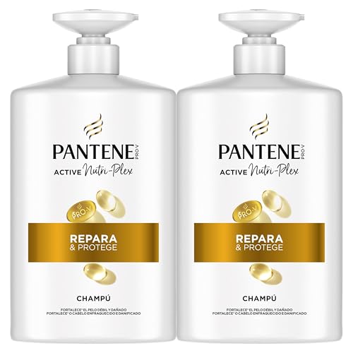Pantene Pro-V Repara Y Protege Champú 2x1000ML, Dispensador, Pelo Seco Y Dañado. Limpia Y Protege Los Enlaces Capilares. Sin Siliconas. Active Nutri-Ple