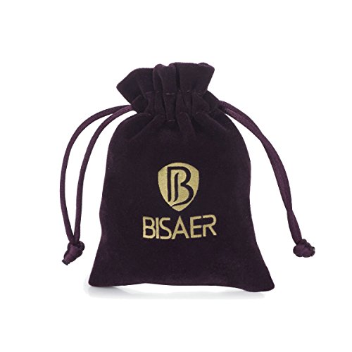 BISAER Evil Eye Bracelet Sterling Silver Clasp Charm Bangle Bracelet for Bead Charms with Sapphire Gemstones Evil Eye Clip Lock Stopper(17/19cm/ 21cm)4