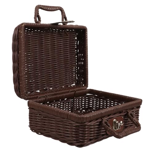OFFSCH Rattan Suitcase Picnic Baskets Woven Storage Basket Woven Picnic Hamper Decorative Suitcase Case Simulated Rattan Handwoven Case Simulation Rattan Case Rustic Storage Basket