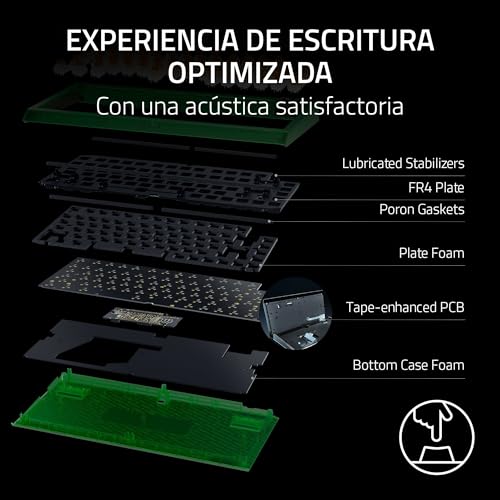 Teclado mecánico para juegos Razer BlackWidow V4 75% Phantom Green táctil intercambiable US 4
