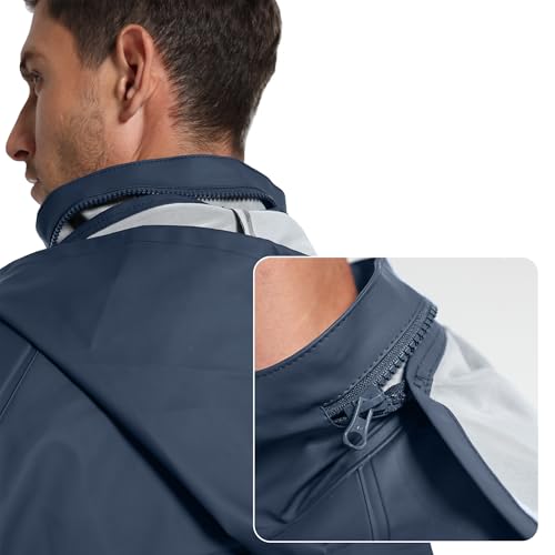 Image of Men's PRO Workwear 3-Piece Waterproof PU Rain Suit - Heavy Duty Hooded Jacket & Bib Pants for Outdoor Work, Sea Fishing