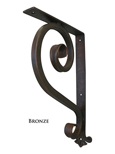 Shoreline Large Wrought Iron Support Bracket- Unique Heavy Duty Decorative Angle Support 11”X 22”-Old Copper #TOP2