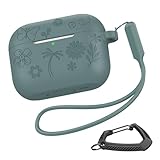 MILPROX AirPods Pro Case, Silicone Protective Skin Cover with Keychain [Visible Front LED] Shockproof Soft Slim Cases Accessories for AirPods Pro Charging Case [2019 Release] - Pine Green