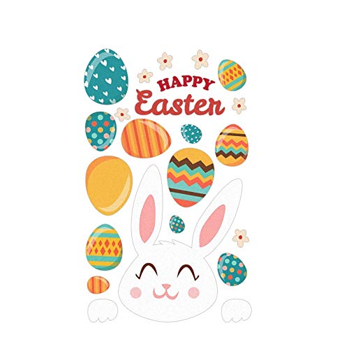 Merlilive Cute Rabbit Wall Decals Easter Eggs Bunny Wall Stickers Removable Home Party Decorations for Door Window Wall