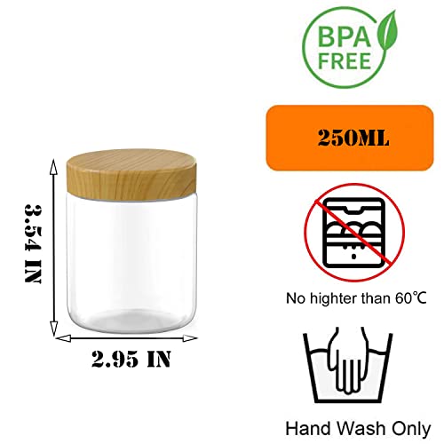 6 Pack 8 Oz Clear Plastic Jars Refillable Kitchen Storage Containers For Dry Food, Coffee, Nuts And More. #TOP1