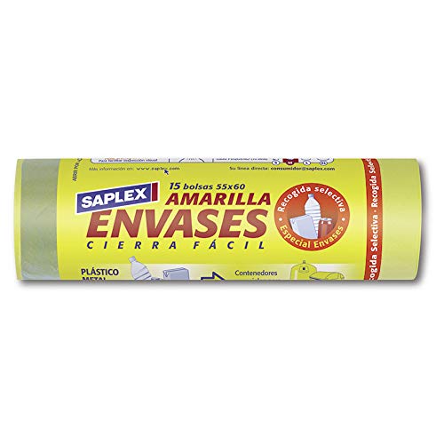Sachet poubelle Saplex jaune 15 unités.
