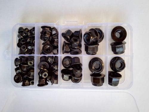 Generic 100PCS M3 M4 M5 M6 M8 Stainless Steel Flange Locking Nut Assortment Set Black