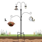 Bird Feeder Pole with 4 Multiple Shepherds Hooks for...