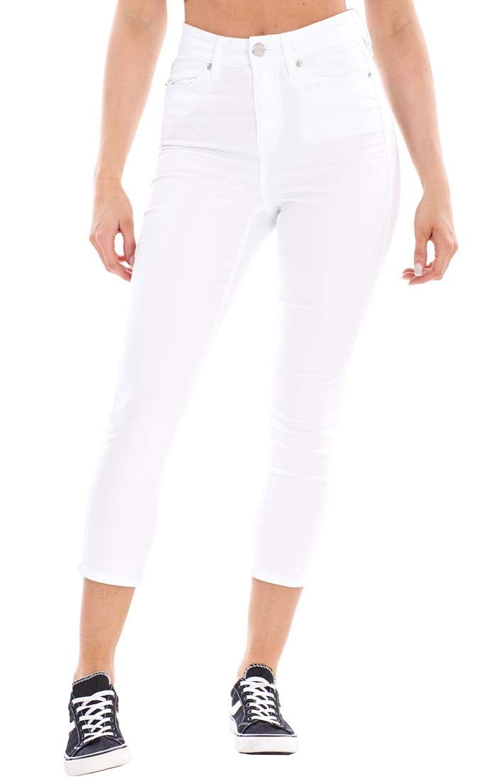 ChicWhisper Ladies High Waist Cropped Jeans White