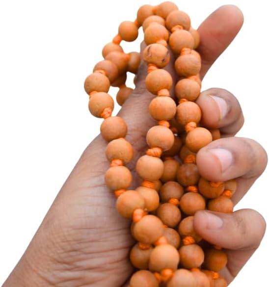 2 Piece X Sandalwood Japa Mala 8MM – White Chandan Mala Aromatic Fragrant Hand-Knotted Tibetan Prayer Beads for Meditation, Yoga, Chanting, Bracelet & Necklace Jewelry | Genuine Nepal Buddhist Mala - Image 6