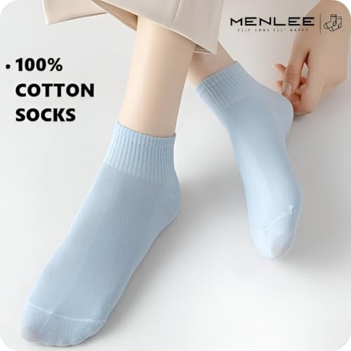 Image of Cotton Socks for Woman | Summer Socks for Women | Women Ankle Length Socks, Soft & Stretchable, Pastel Cute COLOURS, Lightweight Anti-Odor Daily Wear Gym Sports Athletic Socks