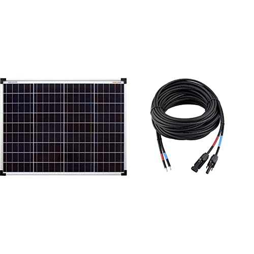 enjoy solar Poly 50W 12V Panneau solaire polycristallin Idéal pour camping-car, abris de jardin, bateau & SolarV Câble de raccordement professionnel pour panneau solaire MC4 4 10 m Cover