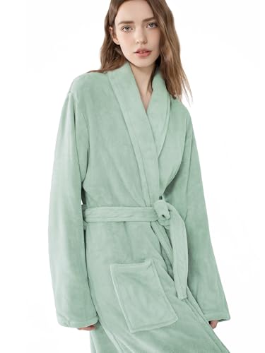 Image of Soft Robe For Women,Warm Plush Bath Robes Female,Spa Towel After Shower Lightweight Long Bathrobe