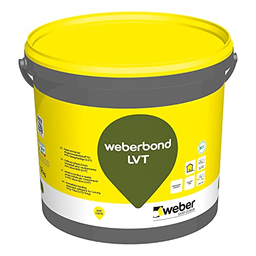 Colle acrylique, 12kg, pour revêtements PVC décoratifs et sols souples, sans solvant, WEBERBOND LVT, WEBER