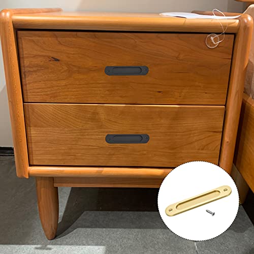 Metallixity Sliding Barn Door Finger Pull(180Mm/7.09") 2Pcs, Zinc Alloy Flush Pull Handle With Screws - For Pocket Door Sliding Door, Light Gold #TOP4